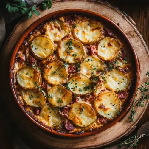 Cheesy Potato and Chorizo Bake