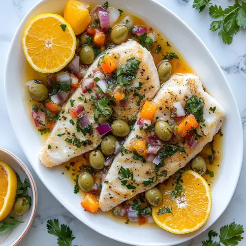 Pan-Seared White Fish with Olive Citrus Salsa