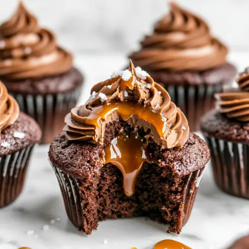 Salted Caramel Stuffed Chocolate Cupcakes