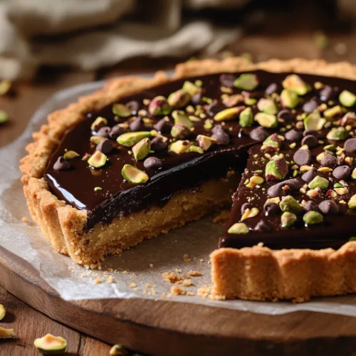 Pistachio Chocolate Chip Cookie Tart