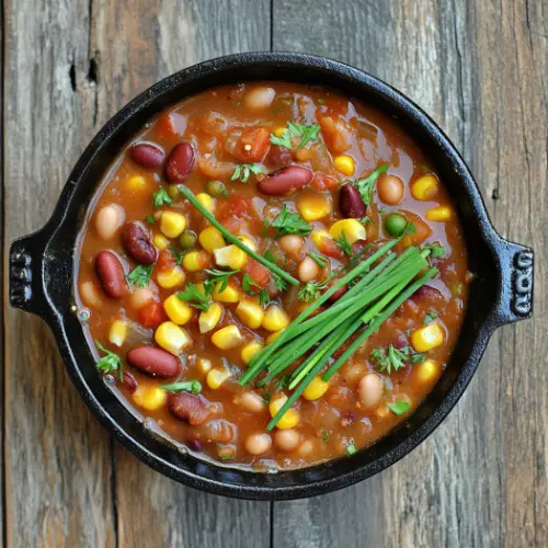 Hearty Three-Bean Chili with Corn