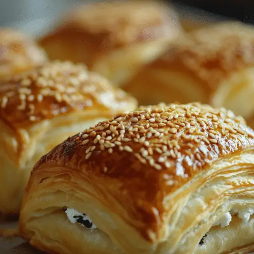 Spinach and Feta Puff Pastry Rolls with Sesame