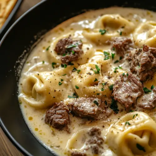Creamy Beef Tortellini Skillet