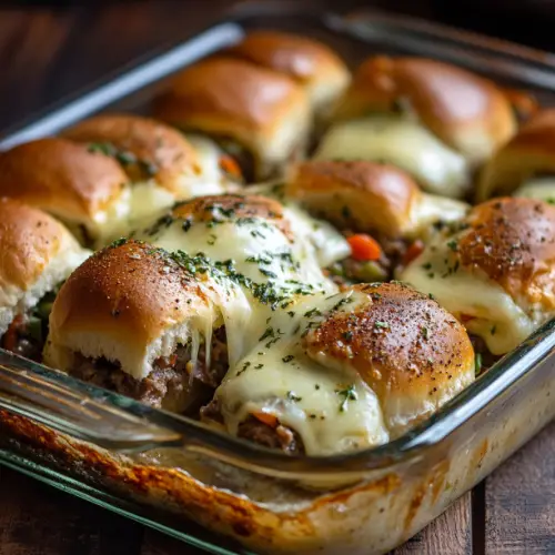 Cheesy Philly Cheesesteak Sliders