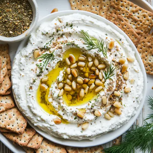 Whipped Labneh Dip with Za’atar & Pine Nuts