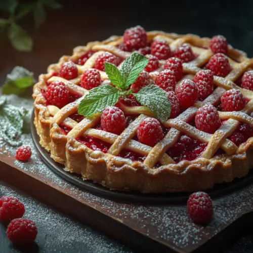 Rustic Raspberry Lattice Pie