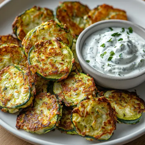 Crispy Zucchini Fritters with Yogurt Dip