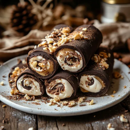 Chocolate Crepe Rolls with Cookies and Cream Filling