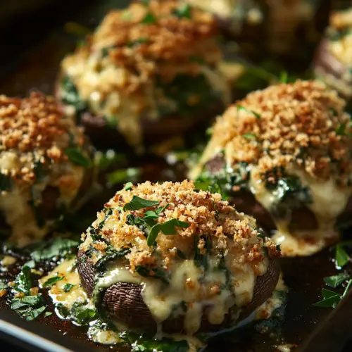 Creamy Spinach & Cheese Stuffed Mushrooms