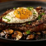 Steak and Eggs with Sautéed Mushrooms