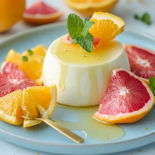 Vanilla Bean Panna Cotta with Citrus & Mint