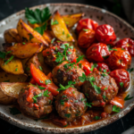 Karnıyarık-Style Baked Meatballs with Vegetables