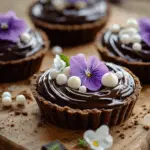 Chocolate Ganache Tartlets with Edible Flowers 3 Chocolate Ganache Tartlets with Edible Flowers