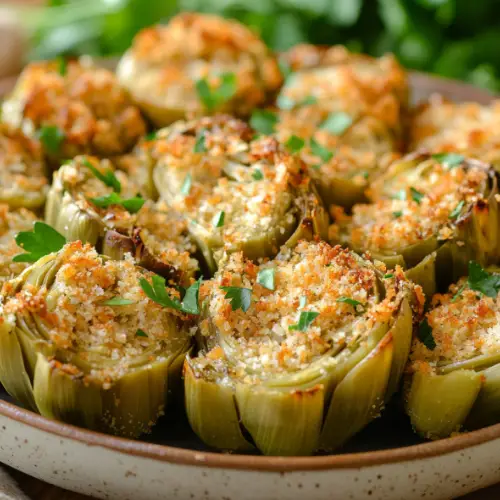 Crispy Garlic Parmesan Artichoke Hearts