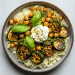 Roasted Zucchini and Chickpeas with Orzo, Pesto & Ricotta