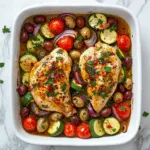Mediterranean Baked Chicken with Zucchini, Olives & Tomatoes
