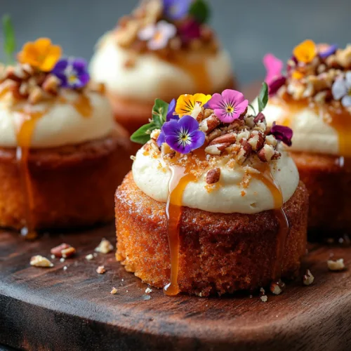 Mini Strawberry Cheesecakes with Caramel Drizzle