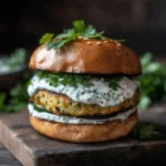 Zucchini Fritters Burger with Herbed Yogurt Sauce