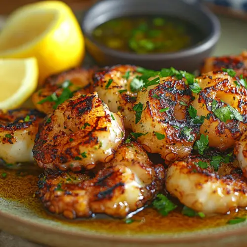Grilled Octopus with Lemon Herb Oil
