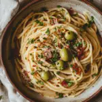 Spaghetti with Green Olives and Crispy Pancetta 3 Spaghetti with Green Olives and Crispy Pancetta