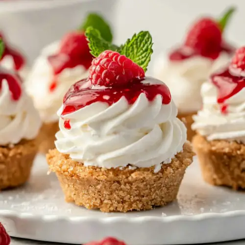 Mini No-Bake Raspberry Cheesecakes