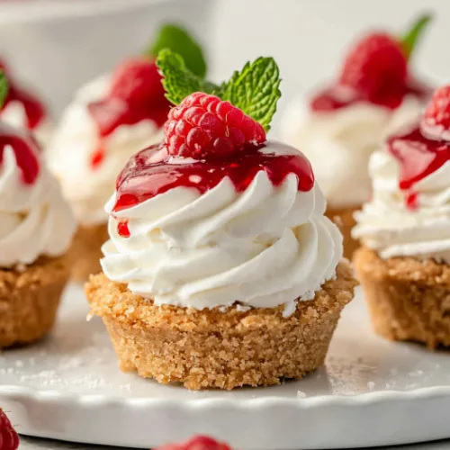 Mini No-Bake Raspberry Cheesecakes