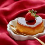 Heart-Shaped Caramel Flan with Strawberry