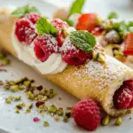 Vanilla Cream Tuile Roll with Fresh Berries