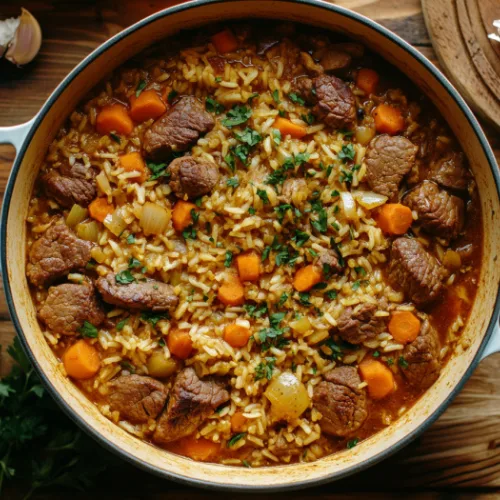 Uzbek Plov (Beef and Carrot Pilaf)
