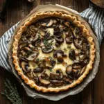 [![Baked brie and wild mushroom tart recipe | delicious. magazine](https://tse1.mm.bing.net/th?id=OIP.3qmu1lwbm_1LOt9MKCKDvAHaJQ&pid=Api)](https://www.deliciousmagazine.co.uk/recipes/baked-brie-and-wild-mushroom-tart/) # Wild Mushroom and Brie Tart A rustic French-style tart filled with creamy Brie, sautéed wild mushrooms, caramelized onions, and herbs, baked to golden perfection in a flaky pastry crust—elegant, earthy, and indulgent. ## Why You’ll Love This Recipe This Wild Mushroom and Brie Tart offers a harmonious blend of earthy mushrooms, rich Brie cheese, and aromatic herbs encased in a buttery pastry. The combination of textures and flavors creates a sophisticated dish suitable for various occasions, from casual gatherings to formal dinners. Its versatility allows it to be served warm or at room temperature, making it a convenient and impressive addition to any menu. ## Ingredients (Tip: You can find the complete list of ingredients and their measurements in the recipe card below.) * 1 sheet shortcrust pastry (store-bought or homemade) * 1 tablespoon butter * 1 small onion, thinly sliced * 2 cups mixed wild mushrooms (e.g., chanterelles, shiitake, cremini), roughly chopped * 1 teaspoon fresh thyme or 1/2 teaspoon dried thyme * Salt and black pepper to taste * 3 eggs * 1/2 cup crème fraîche or heavy cream * 1/4 teaspoon ground nutmeg * 5 ounces Brie cheese, sliced * Fresh parsley, chopped (for garnish) ## Directions 1. Preheat the oven to 375°F (190°C). Roll out the pastry and fit it into a tart tin lined with parchment paper. Prick the base with a fork and pre-bake for 10 minutes. 2. In a skillet, melt the butter and sauté the onions over medium heat until soft and lightly caramelized, about 8 minutes. 3. Add the mushrooms and thyme to the skillet, season with salt and pepper, and cook until the mushrooms are golden and any moisture has evaporated. Set aside to cool slightly. 4. In a bowl, whisk the eggs with crème fraîche or cream, nutmeg, salt, and pepper. 5. Spread the mushroom-onion mixture over the tart crust. Pour the egg mixture over the top and arrange the Brie slices evenly. 6. Bake for 30–35 minutes or until the filling is set and the top is golden. 7. Garnish with fresh parsley. Let cool slightly before slicing. ## Servings and Timing * Servings: 6 * Preparation Time: 15 minutes * Cooking Time: 35 minutes * Total Time: 50 minutes ## Variations * **Cheese Alternatives**: Substitute Brie with Camembert or Taleggio for a different flavor profile. * **Herb Enhancements**: Incorporate fresh rosemary or sage alongside thyme for added depth. * **Vegetable Additions**: Add sautéed spinach or roasted red peppers for extra color and nutrition. * **Pastry Options**: Use puff pastry for a lighter, flakier crust. ## Storage/Reheating * **Refrigeration**: Store leftovers in an airtight container in the refrigerator for up to 3 days. * **Freezing**: Freeze the cooled tart in a freezer-safe container for up to 2 months. * **Reheating**: Reheat in a preheated oven at 350°F (175°C) for 10–15 minutes until warmed through. Avoid microwaving to maintain the crust's crispness. ## FAQs ### Can I use a different type of cheese? Yes, Camembert or Taleggio are excellent substitutes for Brie, offering similar creamy textures and rich flavors. ### What mushrooms work best for this tart? A mix of wild mushrooms like chanterelles, shiitake, and cremini provides a robust, earthy flavor. However, you can use any combination based on availability. ### Can I make the tart ahead of time? Absolutely. Prepare the tart a day in advance and store it in the refrigerator. Reheat in the oven before serving. ### Is it possible to make this tart gluten-free? Yes, use a gluten-free pastry crust to accommodate dietary restrictions. ### How do I prevent the crust from becoming soggy? Pre-baking the crust and ensuring the mushroom mixture is well-cooked to remove excess moisture helps maintain a crisp crust. ### Can I add meat to this tart? Certainly. Cooked bacon or pancetta can be added to the mushroom mixture for a non-vegetarian version. ### What can I serve alongside this tart? A fresh green salad with a light vinaigrette complements the richness of the tart. ### Can I use dried herbs instead of fresh? Yes, but use them sparingly as dried herbs are more concentrated in flavor. ### How do I know when the tart is fully cooked? The filling should be set, and the top should be golden brown. A knife inserted into the center should come out clean. ### Can I use milk instead of cream? While cream provides a richer texture, whole milk can be used as a lighter alternative. ## Conclusion The Wild Mushroom and Brie Tart is a delightful fusion of rich flavors and textures, making it a standout dish for any occasion. Its versatility allows for various adaptations to suit personal preferences and dietary needs. Whether served as a main course or an elegant appetizer, this tart is sure to impress and satisfy.