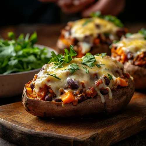 Chili Stuffed Sweet Potatoes