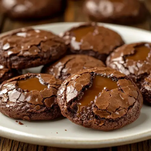 Fudgy Caramel-Stuffed Brownie Cookies