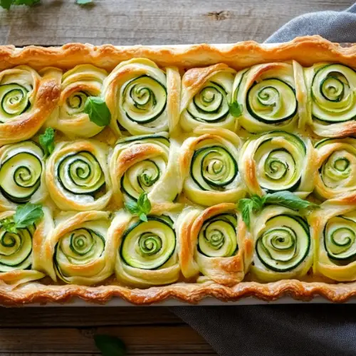 Zucchini Rosette Puff Pastry Tart