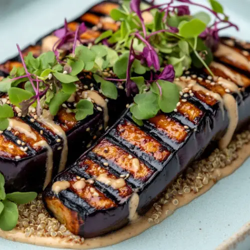 Keto Japanese Grilled Eggplant with Creamy Sesame Sauce