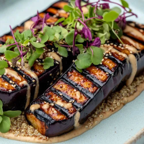 Keto Japanese Grilled Eggplant with Creamy Sesame Sauce
