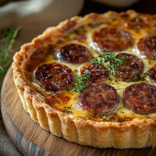 Caramelized Sausage & Cheese Savory Tart