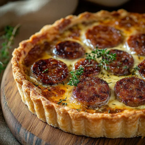 Caramelized Sausage & Cheese Savory Tart