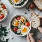 Baked Eggs with Veggies and Feta