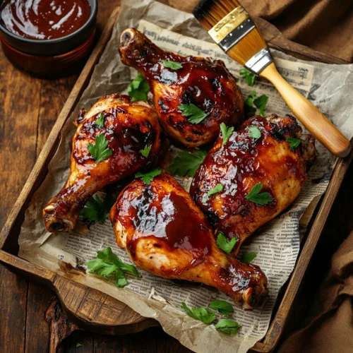 Sticky BBQ Baked Chicken Leg Quarters
