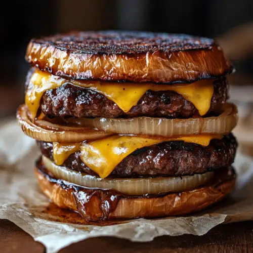 Caramelized Onion Bun Cheeseburgers