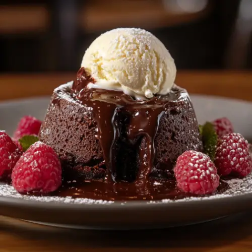 Molten Chocolate Lava Cake with Vanilla Ice Cream