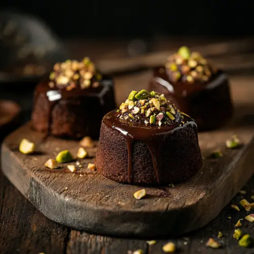 Mini Pistachio Chocolate Lava Cakes