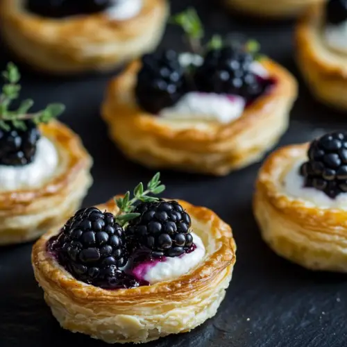 Blackberry Goat Cheese Puff Pastry Tarts