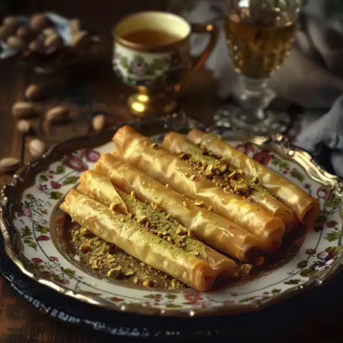 Fried Pistachio Rolls (Baklava Cigar Rolls)