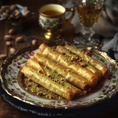 Fried Pistachio Rolls (Baklava Cigar Rolls)