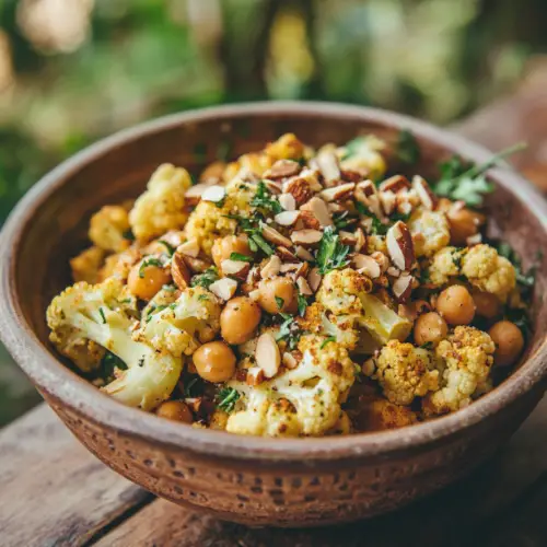 Roasted Cauliflower with Chickpeas and Toasted Almonds