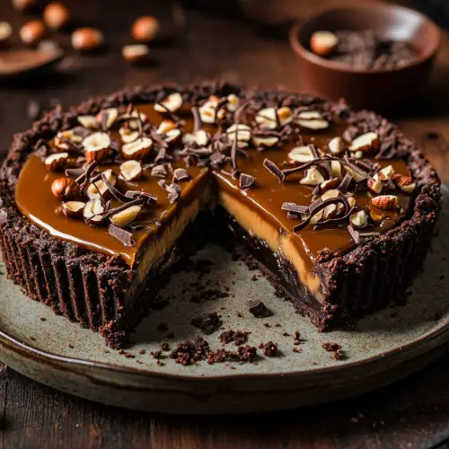 Tarte Brownie Caramel Noisette (Brownie Caramel Hazelnut Tart)