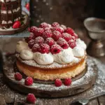Vanilla Almond Cake with Whipped Cream and Raspberries 3 Vanilla Almond Cake with Whipped Cream and Raspberries