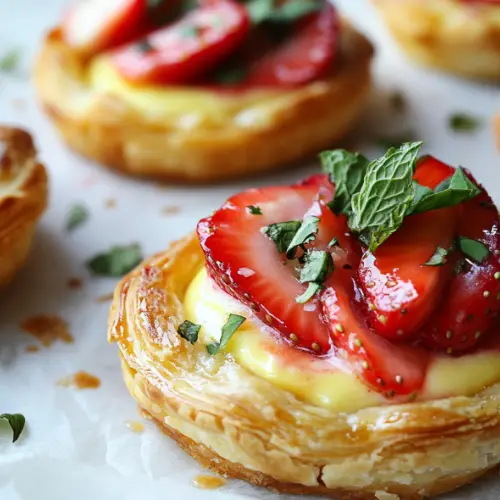 Strawberry Custard Tartlets with Mint