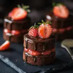 Mini Chocolate Strawberry Layer Cakes 3 Mini Chocolate Strawberry Layer Cakes